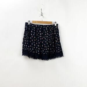 Olsenboye 5 Juniors 4 Womens Black Floral Print Lace Frayed Skirt